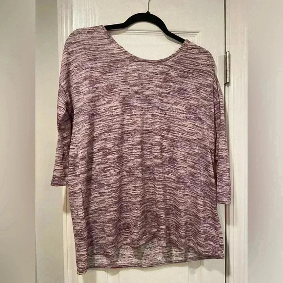 Bobeau Pink Heather Open Back Cross Strap Round Neck 3/4 Sleeve Top Size M - Picture 1 of 12